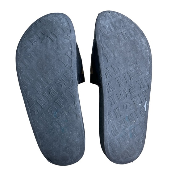 VICTORIA’S SECRET PINK SLIDES SIZE L GOLD LETTERING - Picture 2 of 2